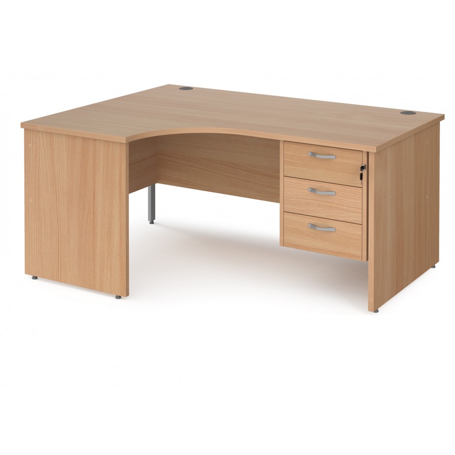 Maestro Panel end Ergonomic desk with Three Drawer Pedestal